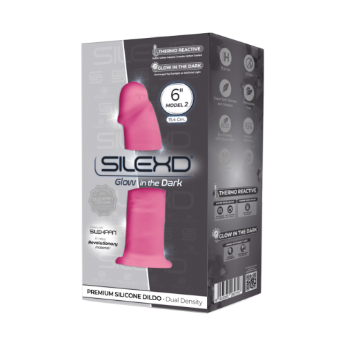 SilexD Robby Pink Glow in the dark - Фаллоимитатор двухслойный, 15.5х3.5 см
